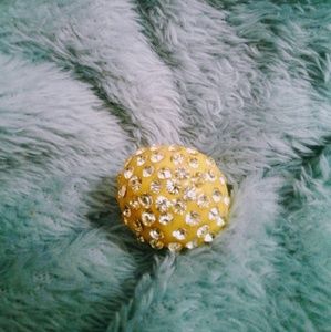Yellow Plastic and Crystal Dome Ring
